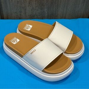 REEF Women's Cushion Bondi Bay Platform Slide Sandals - White/Tan - Size 8